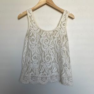 Cream leave tank top